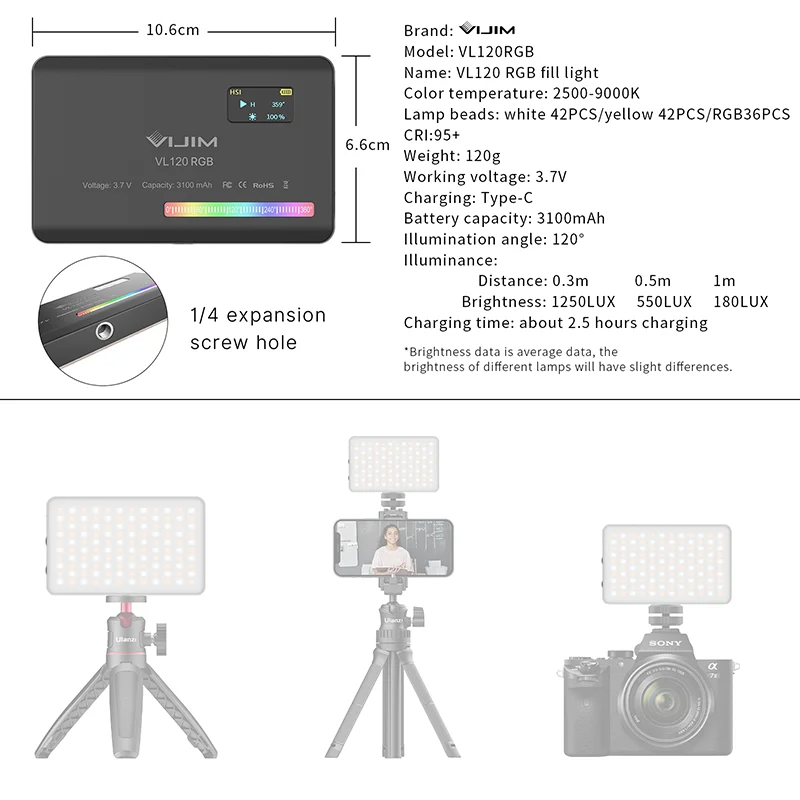 2026 New120 RGB Pocket Fill Li - Photography With Lighting recension och pris