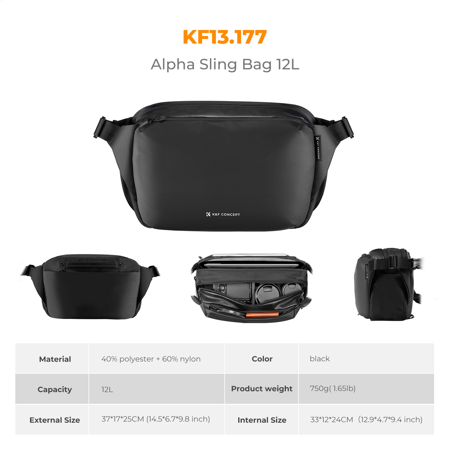 K&F CONCEPT 12L/10L Camera Sli - Photography Lighting Bag recension och pris